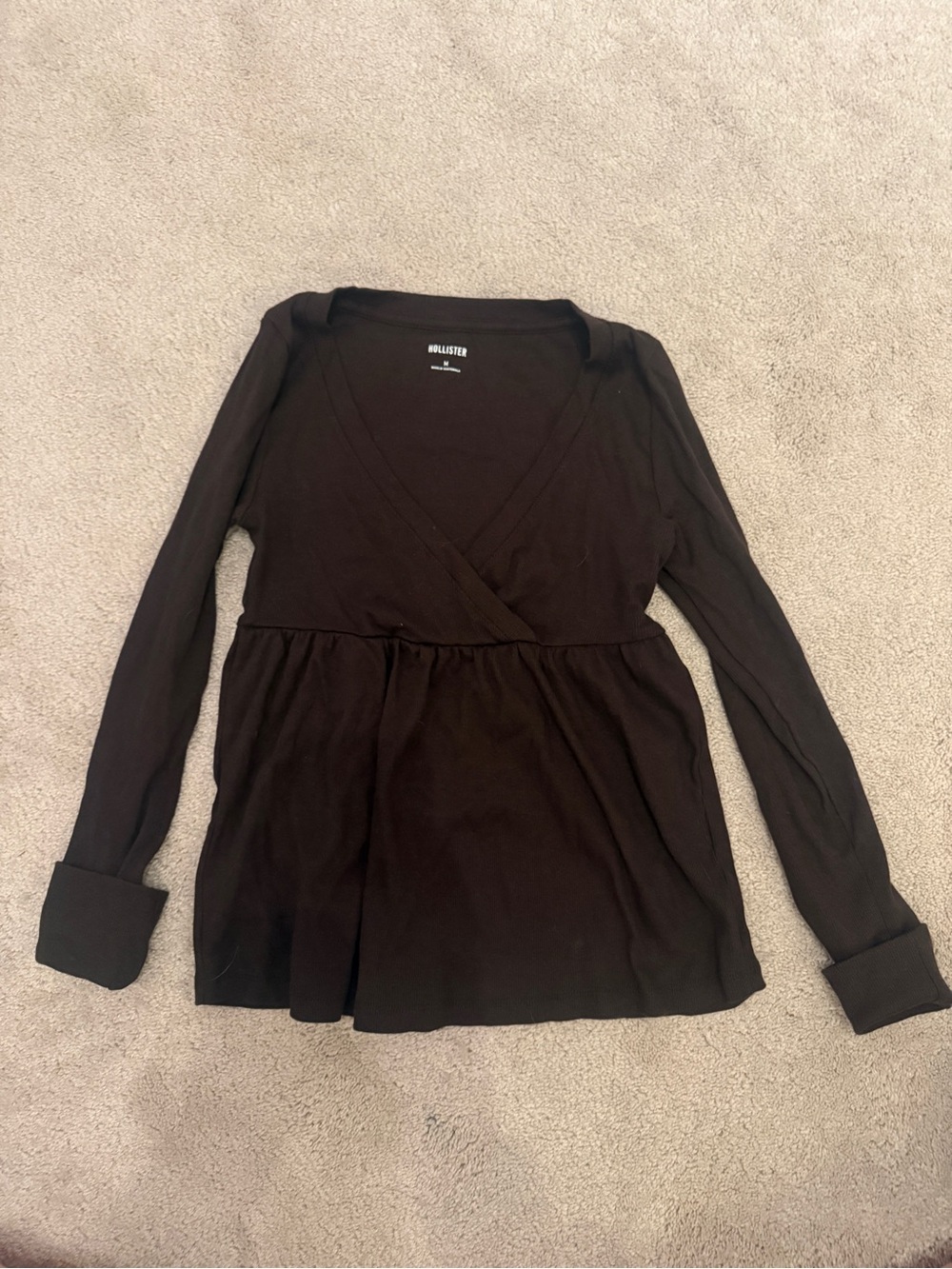 Hollister brown Long-Sleeve baby doll Top